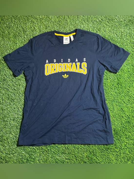 adidas Other - adidas Navy Short-Sleeve Originals Logo Tee with Yellow Accents